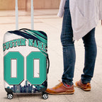 Personalised Brisbane Heat Cricket Fan Pride Luggage Cover Dynamic Flaming Cricket Graphic Art With Brisbane Skyline