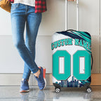 Personalised Brisbane Heat Cricket Fan Pride Luggage Cover Dynamic Flaming Cricket Graphic Art With Brisbane Skyline