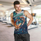 Personalised Brisbane Heat Cricket Fan Pride Men Tank Top Dynamic Flaming Cricket Graphic Art With Brisbane Skyline