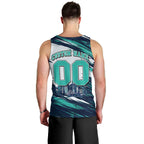 Personalised Brisbane Heat Cricket Fan Pride Men Tank Top Dynamic Flaming Cricket Graphic Art With Brisbane Skyline