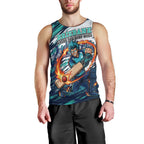 Personalised Brisbane Heat Cricket Fan Pride Men Tank Top Dynamic Flaming Cricket Graphic Art With Brisbane Skyline