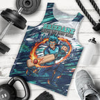 Personalised Brisbane Heat Cricket Fan Pride Men Tank Top Dynamic Flaming Cricket Graphic Art With Brisbane Skyline