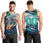 Personalised Brisbane Heat Cricket Fan Pride Men Tank Top Dynamic Flaming Cricket Graphic Art With Brisbane Skyline