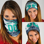 Personalised Brisbane Heat Cricket Fan Pride Neck Gaiter Dynamic Flaming Cricket Graphic Art With Brisbane Skyline