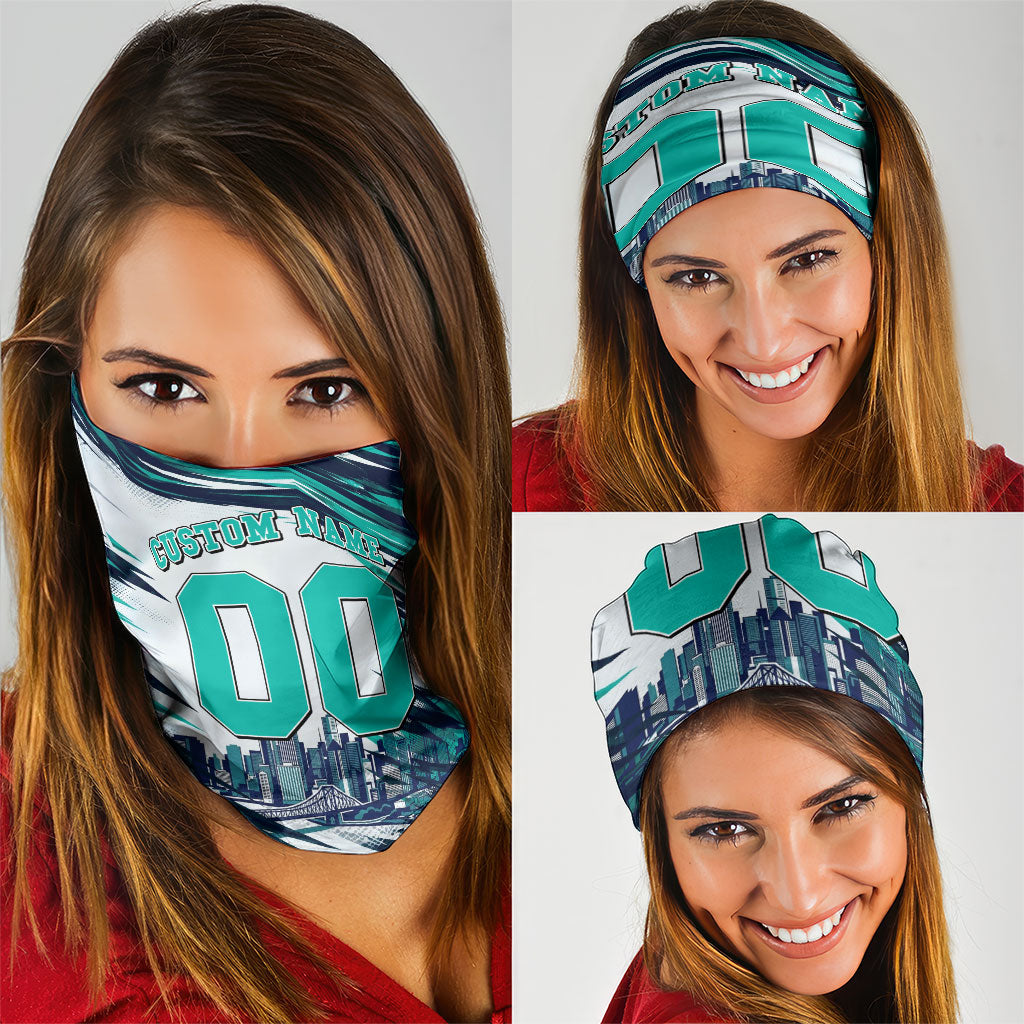 Personalised Brisbane Heat Cricket Fan Pride Neck Gaiter Dynamic Flaming Cricket Graphic Art With Brisbane Skyline