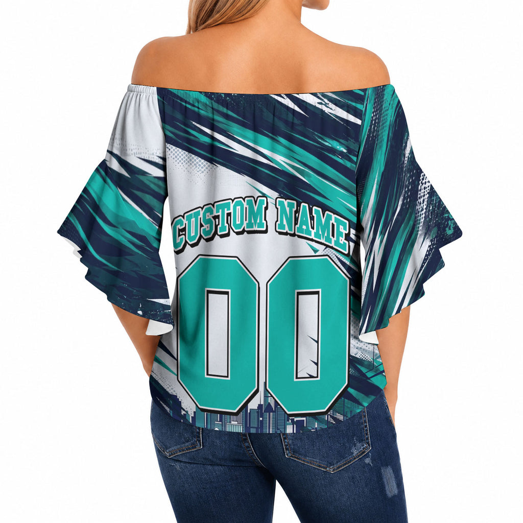 Personalised Brisbane Heat Cricket Fan Pride Off Shoulder Wrap Waist Top Dynamic Flaming Cricket Graphic Art With Brisbane Skyline
