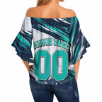 Personalised Brisbane Heat Cricket Fan Pride Off Shoulder Wrap Waist Top Dynamic Flaming Cricket Graphic Art With Brisbane Skyline