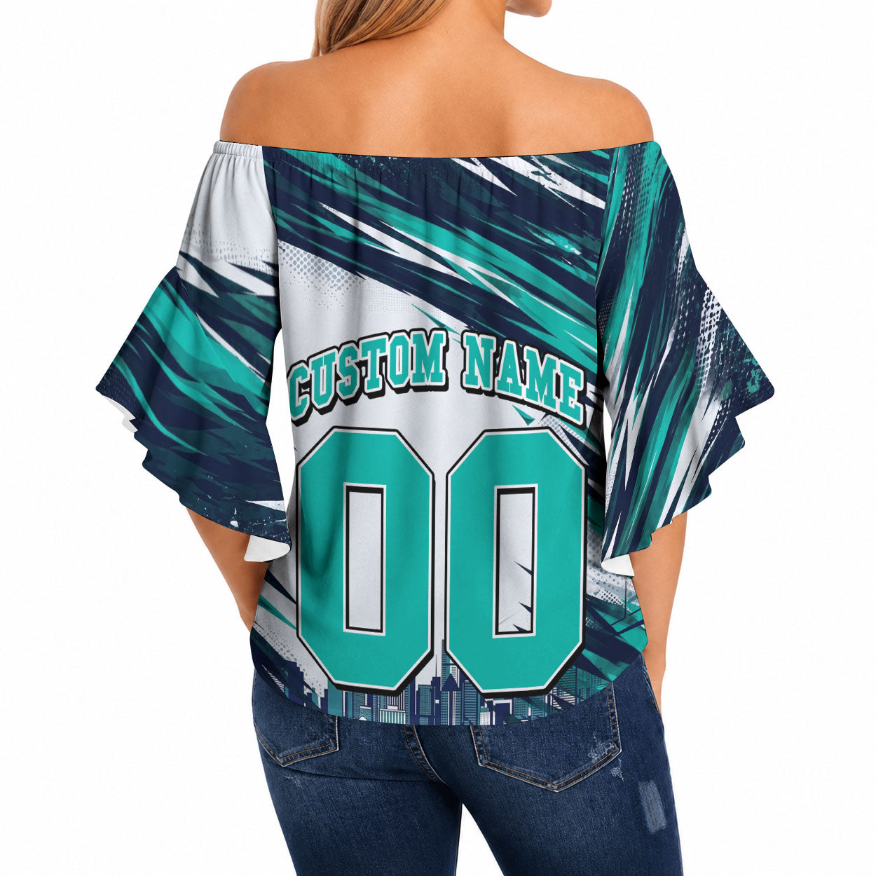 Personalised Brisbane Heat Cricket Fan Pride Off Shoulder Wrap Waist Top Dynamic Flaming Cricket Graphic Art With Brisbane Skyline