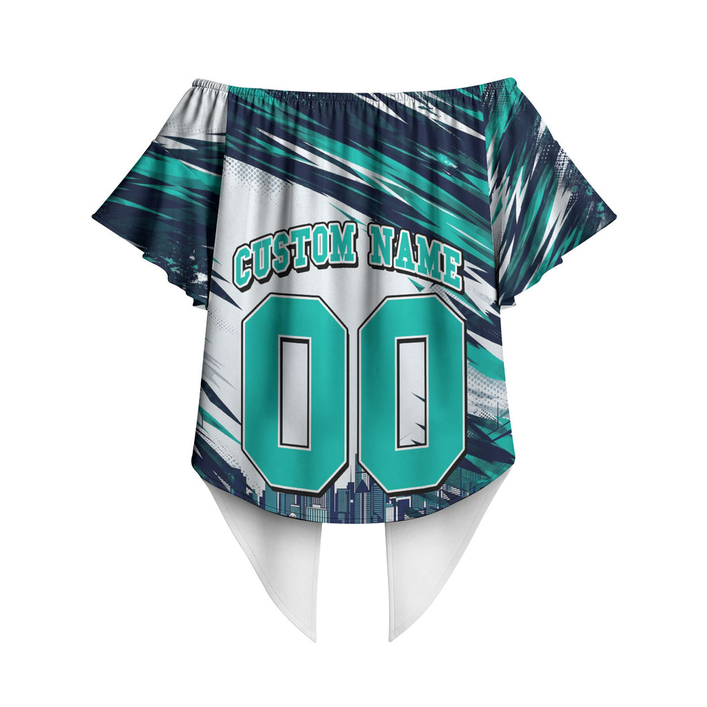 Personalised Brisbane Heat Cricket Fan Pride Off Shoulder Wrap Waist Top Dynamic Flaming Cricket Graphic Art With Brisbane Skyline