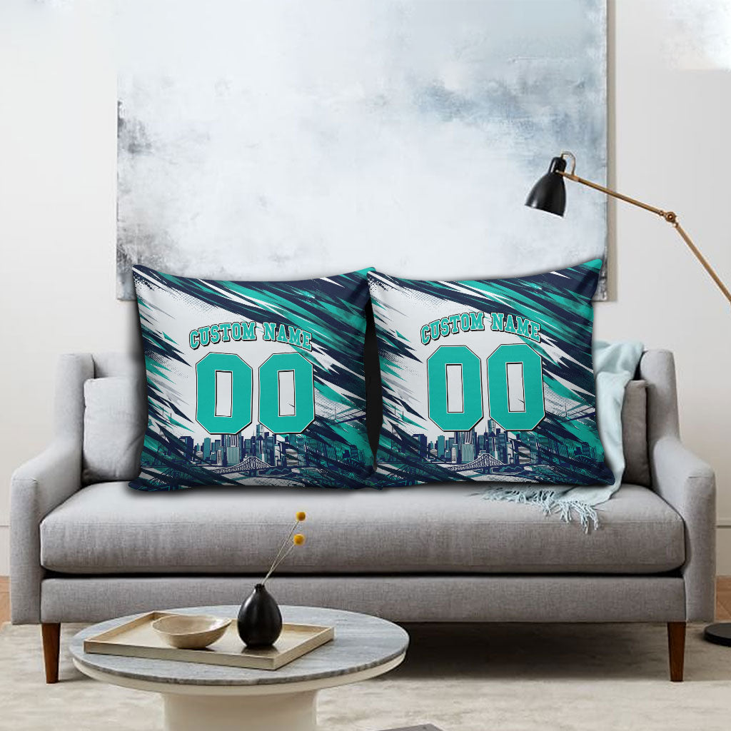 Personalised Brisbane Heat Cricket Fan Pride Pillow Cover Dynamic Flaming Cricket Graphic Art With Brisbane Skyline