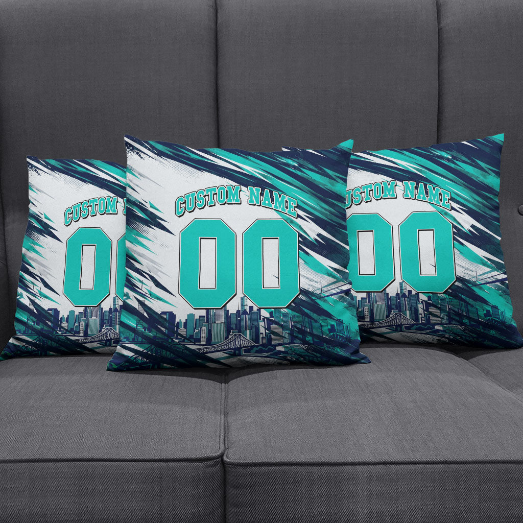 Personalised Brisbane Heat Cricket Fan Pride Pillow Cover Dynamic Flaming Cricket Graphic Art With Brisbane Skyline