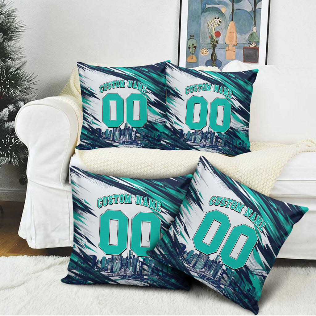 Personalised Brisbane Heat Cricket Fan Pride Pillow Cover Dynamic Flaming Cricket Graphic Art With Brisbane Skyline