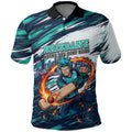 Personalised Brisbane Heat Cricket Fan Pride Polo Shirt Dynamic Flaming Cricket Graphic Art With Brisbane Skyline