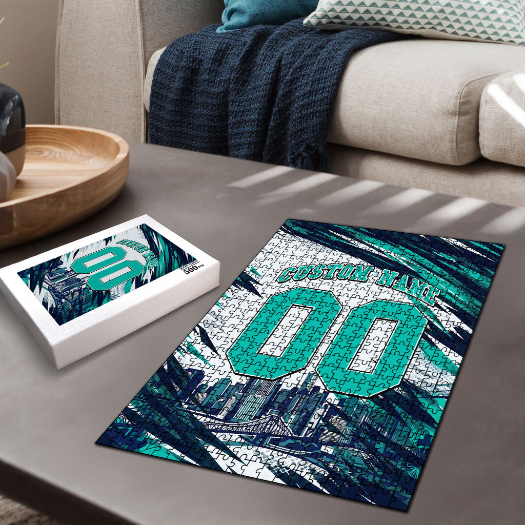 Personalised Brisbane Heat Cricket Fan Pride Puzzle Dynamic Flaming Cricket Graphic Art With Brisbane Skyline