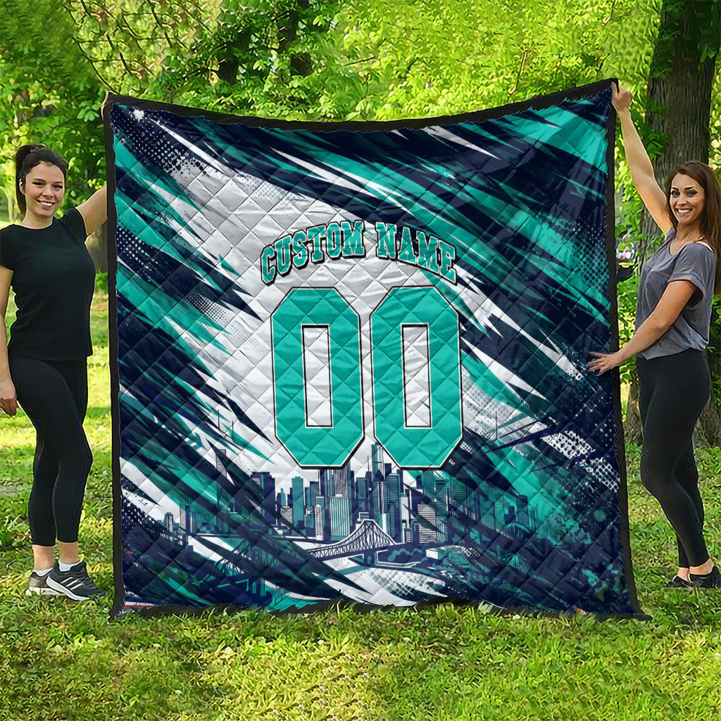 Personalised Brisbane Heat Cricket Fan Pride Quilt Dynamic Flaming Cricket Graphic Art With Brisbane Skyline