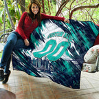 Personalised Brisbane Heat Cricket Fan Pride Quilt Dynamic Flaming Cricket Graphic Art With Brisbane Skyline
