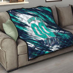 Personalised Brisbane Heat Cricket Fan Pride Quilt Dynamic Flaming Cricket Graphic Art With Brisbane Skyline