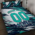 Personalised Brisbane Heat Cricket Fan Pride Quilt Bed Set Dynamic Flaming Cricket Graphic Art With Brisbane Skyline