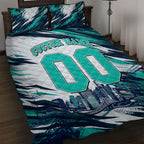 Personalised Brisbane Heat Cricket Fan Pride Quilt Bed Set Dynamic Flaming Cricket Graphic Art With Brisbane Skyline