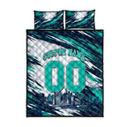 Personalised Brisbane Heat Cricket Fan Pride Quilt Bed Set Dynamic Flaming Cricket Graphic Art With Brisbane Skyline