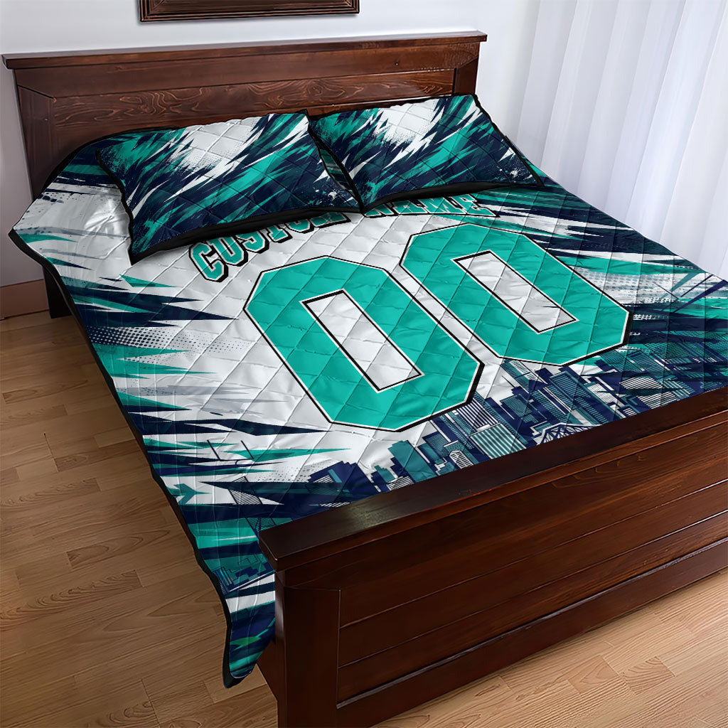 Personalised Brisbane Heat Cricket Fan Pride Quilt Bed Set Dynamic Flaming Cricket Graphic Art With Brisbane Skyline