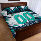 Personalised Brisbane Heat Cricket Fan Pride Quilt Bed Set Dynamic Flaming Cricket Graphic Art With Brisbane Skyline