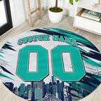 Personalised Brisbane Heat Cricket Fan Pride Round Carpet Dynamic Flaming Cricket Graphic Art With Brisbane Skyline