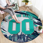 Personalised Brisbane Heat Cricket Fan Pride Round Carpet Dynamic Flaming Cricket Graphic Art With Brisbane Skyline