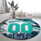 Personalised Brisbane Heat Cricket Fan Pride Round Carpet Dynamic Flaming Cricket Graphic Art With Brisbane Skyline