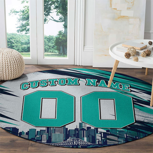 Personalised Brisbane Heat Cricket Fan Pride Round Carpet Dynamic Flaming Cricket Graphic Art With Brisbane Skyline