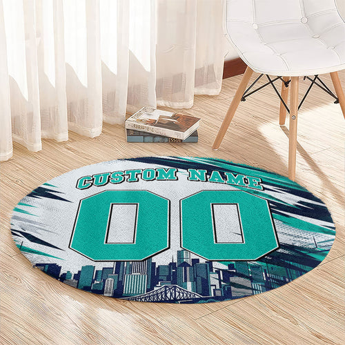 Personalised Brisbane Heat Cricket Fan Pride Round Carpet Dynamic Flaming Cricket Graphic Art With Brisbane Skyline