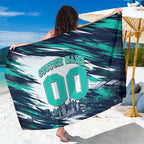Personalised Brisbane Heat Cricket Fan Pride Sarong Dynamic Flaming Cricket Graphic Art With Brisbane Skyline