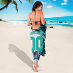 Personalised Brisbane Heat Cricket Fan Pride Sarong Dynamic Flaming Cricket Graphic Art With Brisbane Skyline