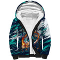 Personalised Brisbane Heat Cricket Fan Pride Sherpa Hoodie Dynamic Flaming Cricket Graphic Art With Brisbane Skyline