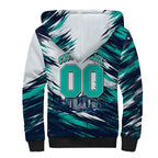 Personalised Brisbane Heat Cricket Fan Pride Sherpa Hoodie Dynamic Flaming Cricket Graphic Art With Brisbane Skyline