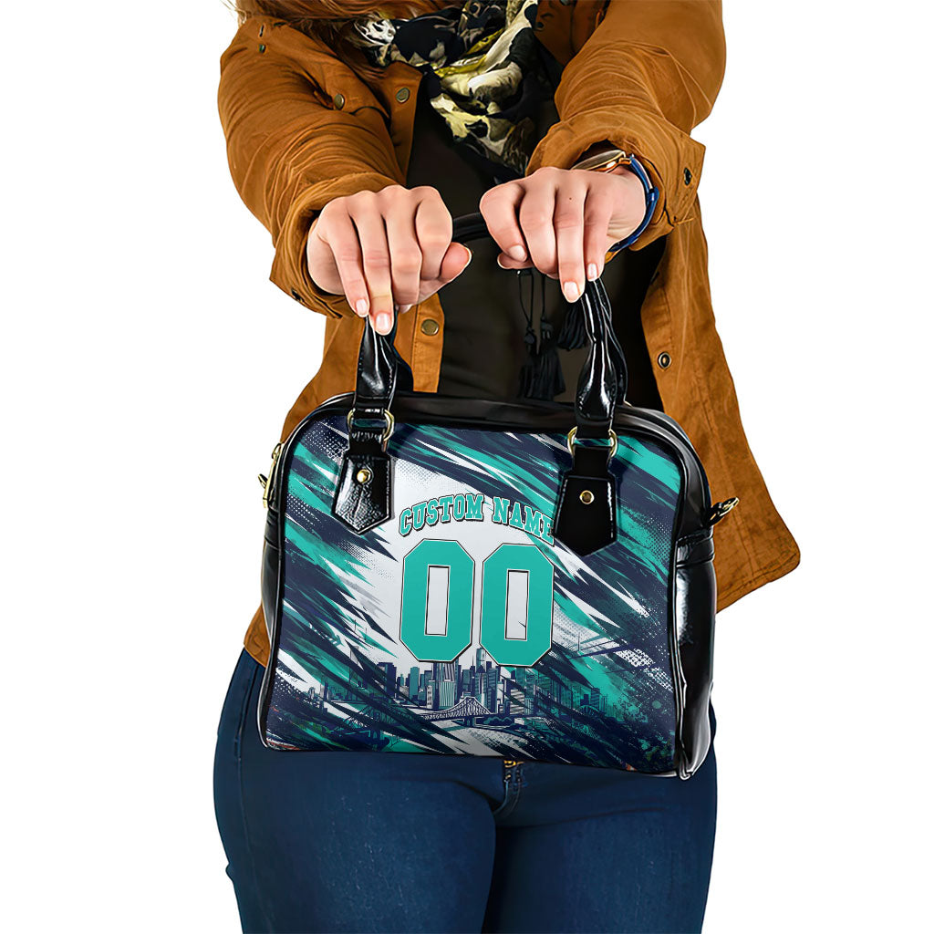 Personalised Brisbane Heat Cricket Fan Pride Shoulder Handbag Dynamic Flaming Cricket Graphic Art With Brisbane Skyline
