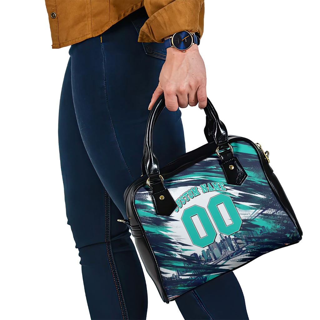 Personalised Brisbane Heat Cricket Fan Pride Shoulder Handbag Dynamic Flaming Cricket Graphic Art With Brisbane Skyline