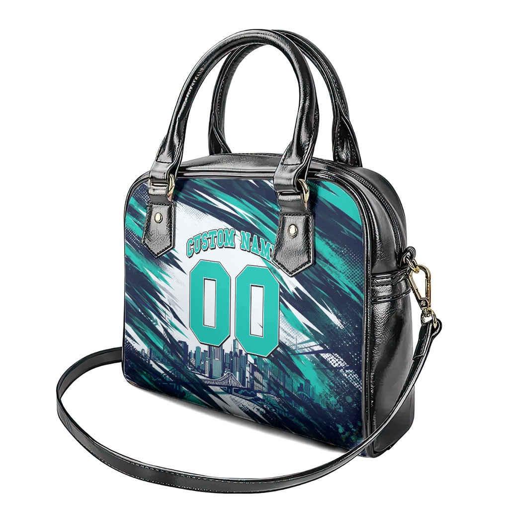 Personalised Brisbane Heat Cricket Fan Pride Shoulder Handbag Dynamic Flaming Cricket Graphic Art With Brisbane Skyline