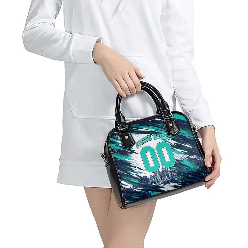 Personalised Brisbane Heat Cricket Fan Pride Shoulder Handbag Dynamic Flaming Cricket Graphic Art With Brisbane Skyline