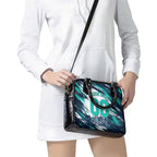 Personalised Brisbane Heat Cricket Fan Pride Shoulder Handbag Dynamic Flaming Cricket Graphic Art With Brisbane Skyline