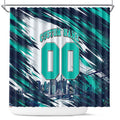 Personalised Brisbane Heat Cricket Fan Pride Shower Curtain Dynamic Flaming Cricket Graphic Art With Brisbane Skyline