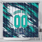 Personalised Brisbane Heat Cricket Fan Pride Shower Curtain Dynamic Flaming Cricket Graphic Art With Brisbane Skyline