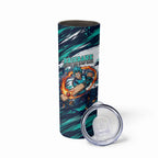Personalised Brisbane Heat Cricket Fan Pride Skinny Tumbler Dynamic Flaming Cricket Graphic Art With Brisbane Skyline