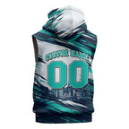 Personalised Brisbane Heat Cricket Fan Pride Sleeveless Hoodie Dynamic Flaming Cricket Graphic Art With Brisbane Skyline