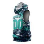Personalised Brisbane Heat Cricket Fan Pride Sleeveless Hoodie Dynamic Flaming Cricket Graphic Art With Brisbane Skyline