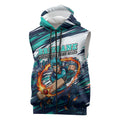 Personalised Brisbane Heat Cricket Fan Pride Sleeveless Zip Hoodie Dynamic Flaming Cricket Graphic Art With Brisbane Skyline