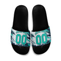 Personalised Brisbane Heat Cricket Fan Pride Slide Sandals Dynamic Flaming Cricket Graphic Art With Brisbane Skyline