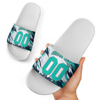Personalised Brisbane Heat Cricket Fan Pride Slide Sandals Dynamic Flaming Cricket Graphic Art With Brisbane Skyline