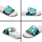 Personalised Brisbane Heat Cricket Fan Pride Slide Sandals Dynamic Flaming Cricket Graphic Art With Brisbane Skyline
