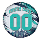 Personalised Brisbane Heat Cricket Fan Pride Spare Tire Cover Dynamic Flaming Cricket Graphic Art With Brisbane Skyline